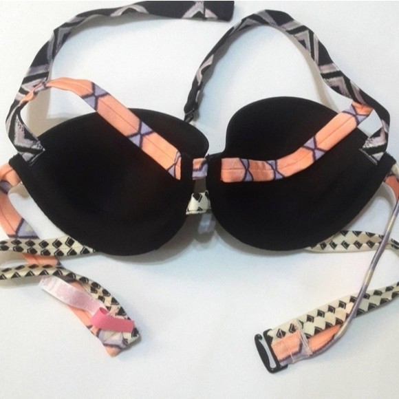 Victoria’s Secret 34B Halter Strappy Push-Up Bikini Swim Top Sexy Plunge - Picture 7 of 8